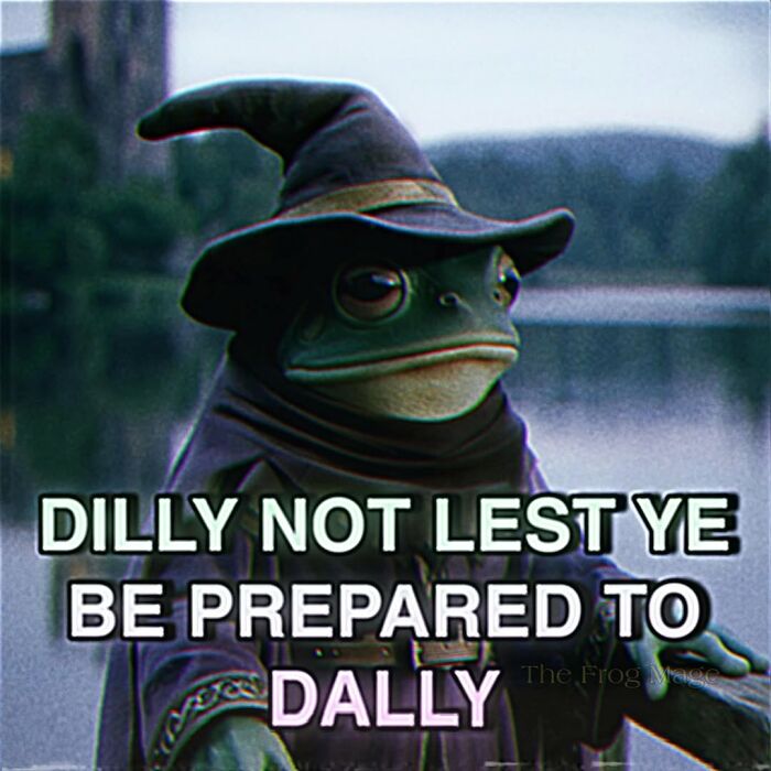 Funny meme featuring frog wizard with meme stealing humor