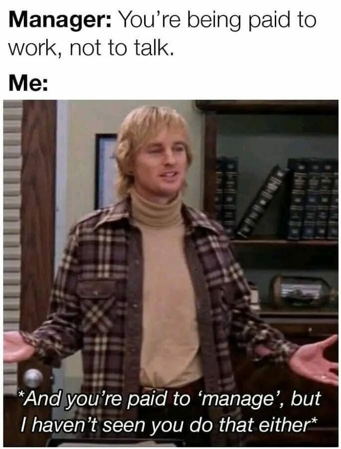 Manager and employee funny meme about work and managing