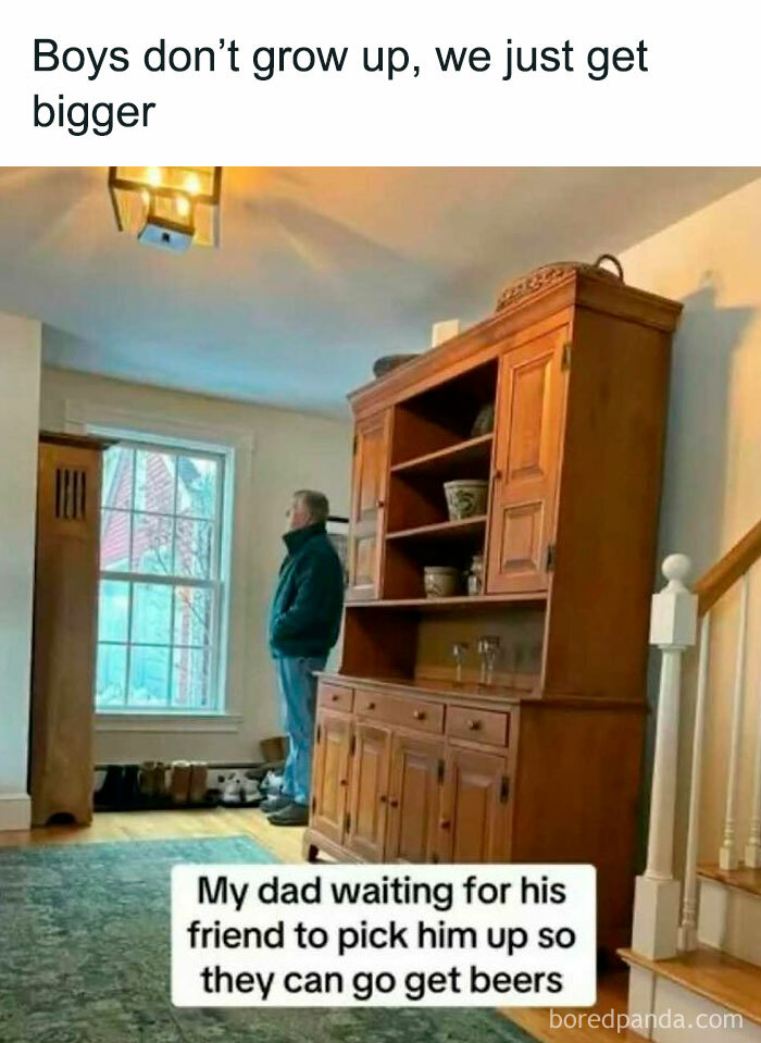 Meme of dad waiting to go get beers capturing random funny moments