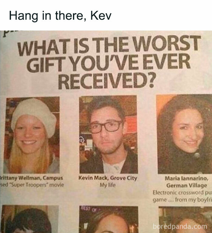 Funny random meme about the worst gift received from campus students