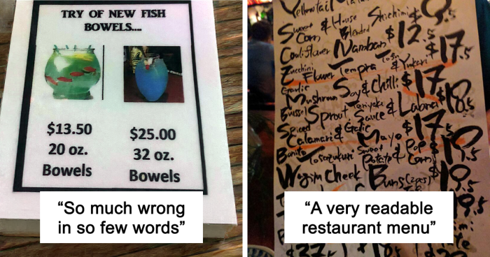 “Fresh Human”: 58 Funny Restaurant Menu Fails That Had People Spitting Their Food (New Pics)
