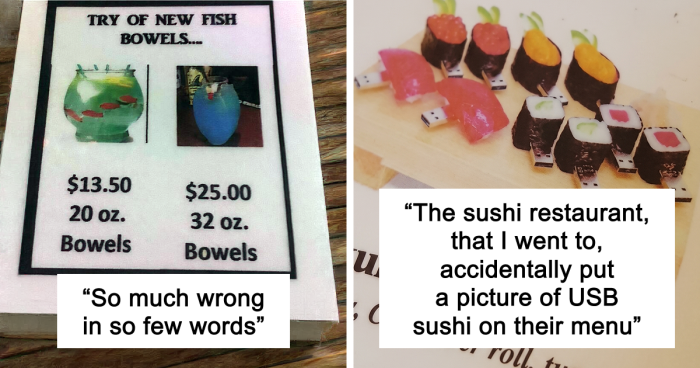 “Fresh Human”: 58 Funny Restaurant Menu Fails That Had People Spitting Their Food (New Pics)