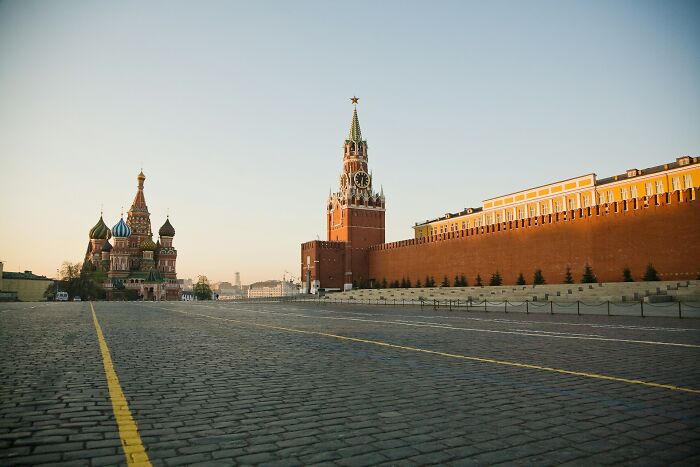 Empty Red Square in Moscow symbolizing economic context of Russia