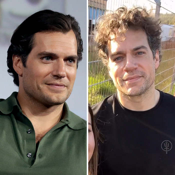 Side-by-side images showing Henry Cavill's changing look over time
