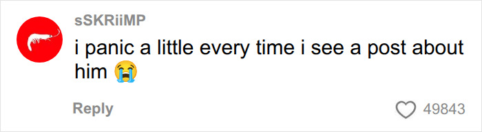 A user comment reading "i panic a little every time i see a post about him" with a crying emoji, relating to David Attenborough's long life.