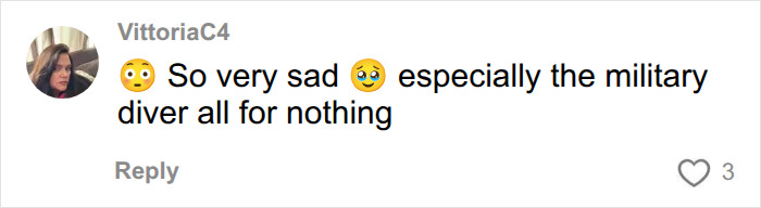 Comment expressing sadness over loss of military diver in cave diving accident