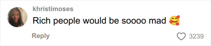 A social media comment from khrisimoses: "Rich people would be soooo mad" with a smiling emoji. It relates to Spirit Airlines.