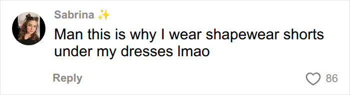 Comment on wearing shapewear shorts to avoid wedding dress malfunction