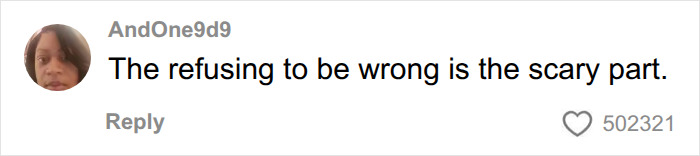 Social media comment about refusing to be wrong with high likes Social media comment about refusing to be wrong with high likes