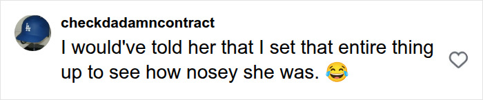 A social media comment about setting up a situation to test someone's nosiness, hinting at a ChatGPT scandalous history.