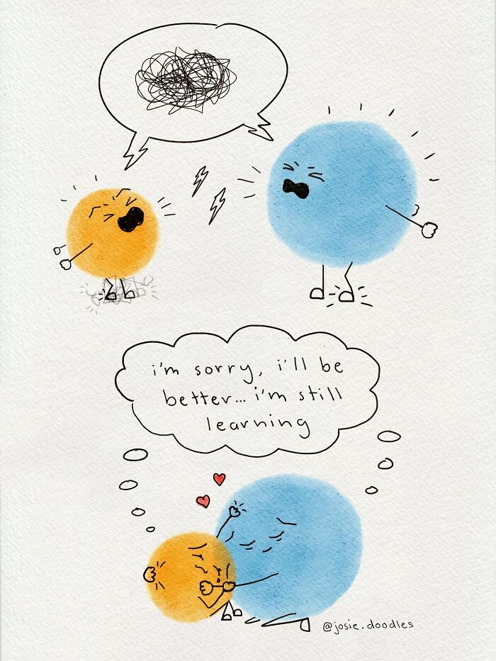 Artist Turns Tiny Watercolor Doodles Into Gentle Comics About Love, Anxiety, And Everyday Life-Interview