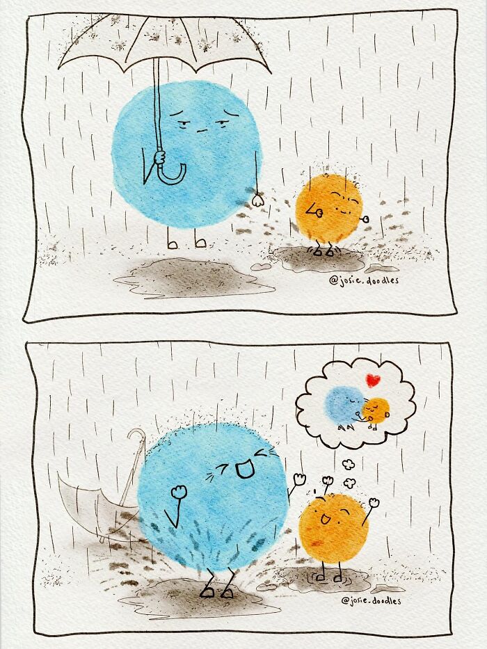 Artist Turns Tiny Watercolor Doodles Into Gentle Comics About Love, Anxiety, And Everyday Life-Interview