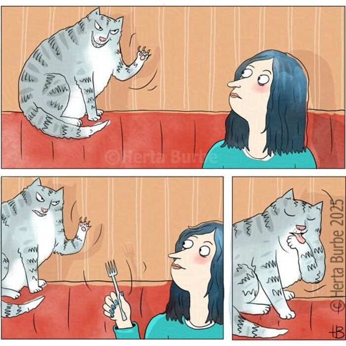 This Lithuanian Artist Turns Cats Into The Stars Of Her Tender Illustrated Stories (50 Pics)