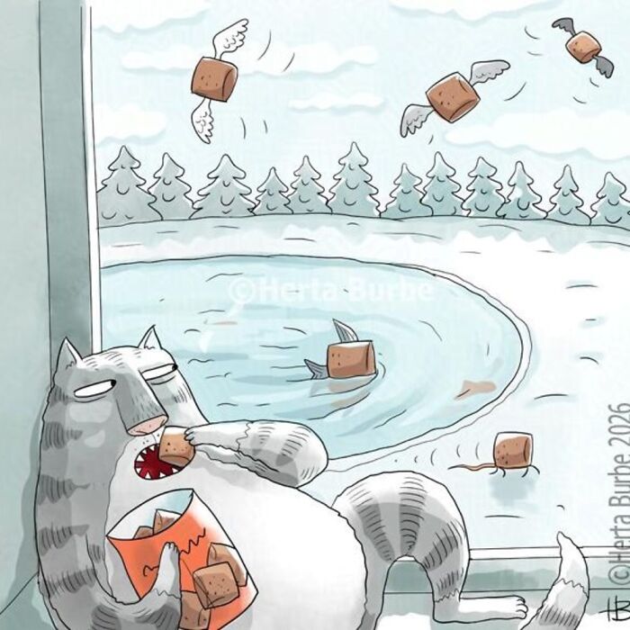 This Lithuanian Artist Turns Cats Into The Stars Of Her Tender Illustrated Stories (50 Pics)