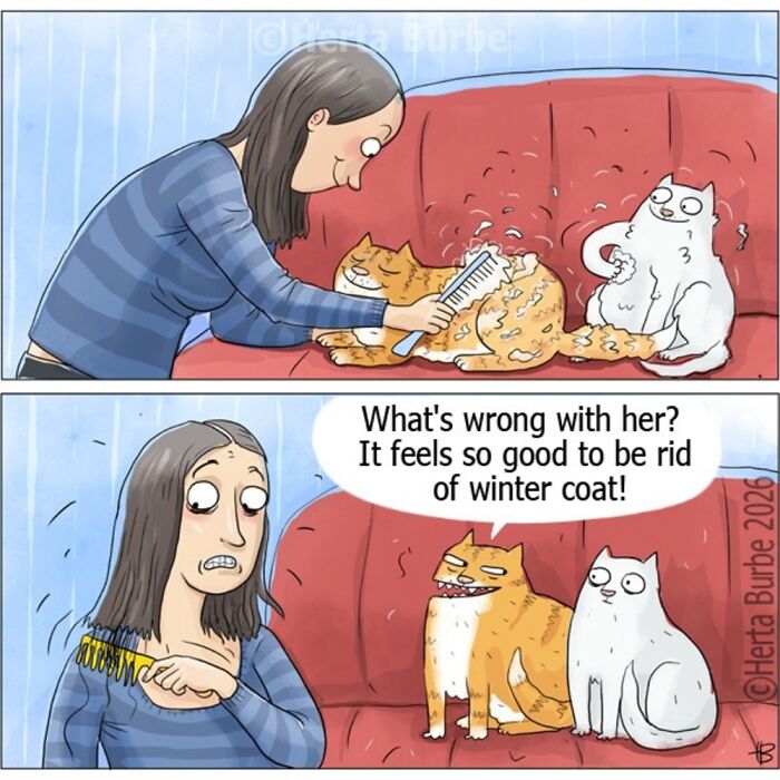 This Lithuanian Artist Turns Cats Into The Stars Of Her Tender Illustrated Stories (50 Pics)