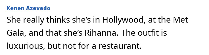 Critique comparing sheer outfit to Hollywood and the Met Gala