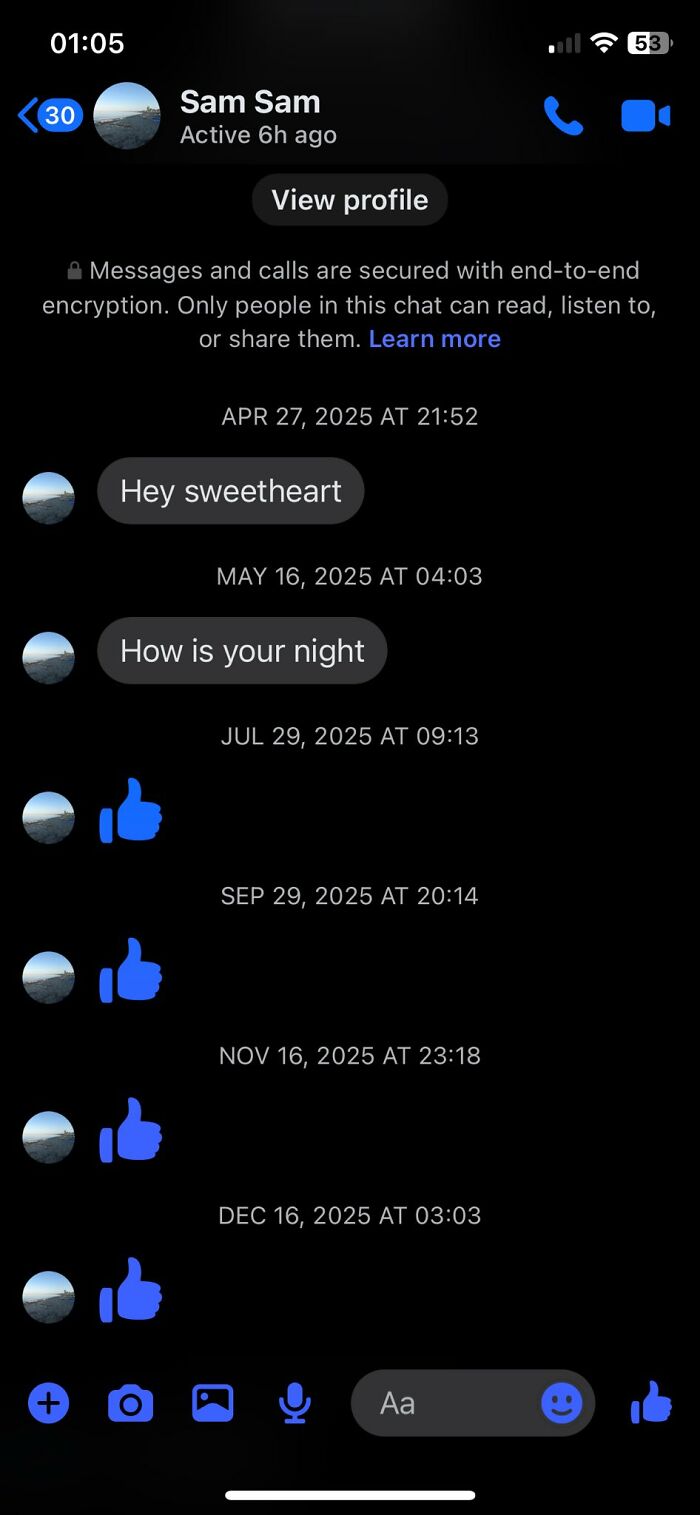 Long-term social media messages showing unreciprocated interest and market value issues