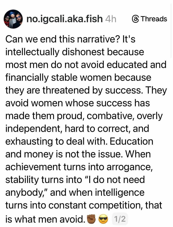 Social media post discussing men avoiding certain women and success with market value keyword