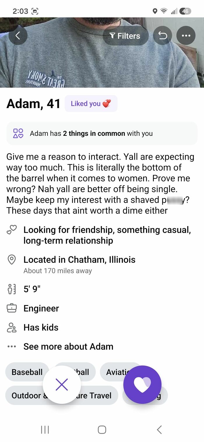 Dating profile of Adam 41 from Chatham Illinois seeking friendship and casual relationship with market value keyword