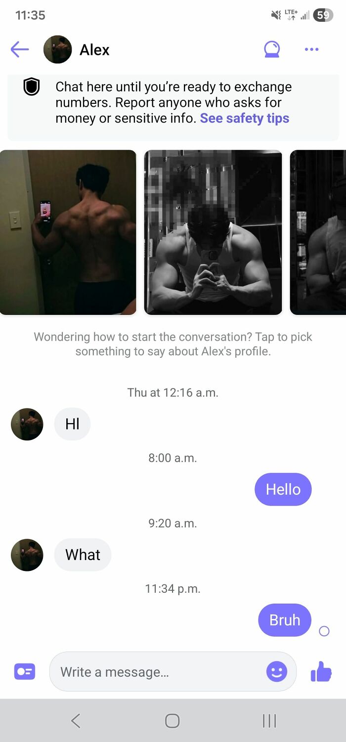 Dating app chat showing confusion in conversation on Bumble