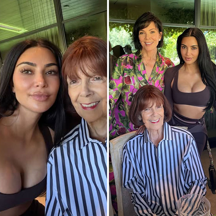 Kim Kardashian with her grandmother, Mary Jo Campbell, and mother, Kris Jenner. Celebrity Posts for Mother's Day.