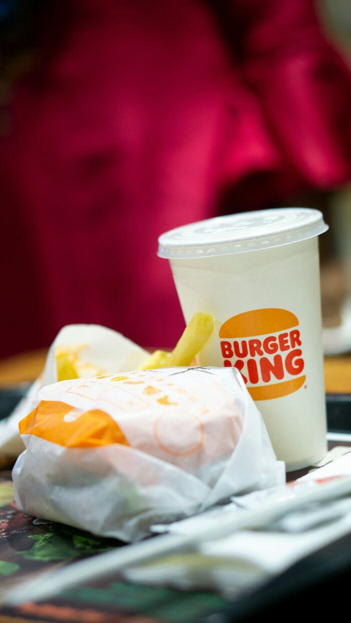 A Burger King meal with a burger and soda, a dumbfounding moment while visiting the US.