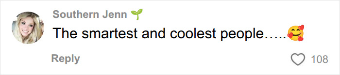 A social media comment by Southern Jenn, with a smiling profile picture, stating The smartest and coolest people, related to a life diagnosis.