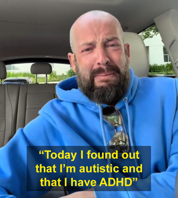 A man in a blue hoodie crying, expressing relief after a diagnosis that changes everything. Feeling something is wrong with him.