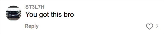 A comment by ST3L7H on an article about a man's life-changing diagnosis. The comment says, "You got this bro" with 2 likes, offering encouragement.