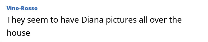 A comment from Vino-Rosso about Diana pictures in the house, related to Meghan Markle birthday post discussions.
