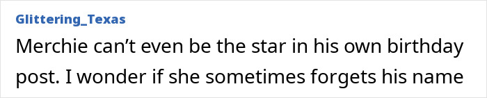 A social media comment from "Glittering_Texas" about odd details in Meghan Markle's birthday post for Prince Archie.
