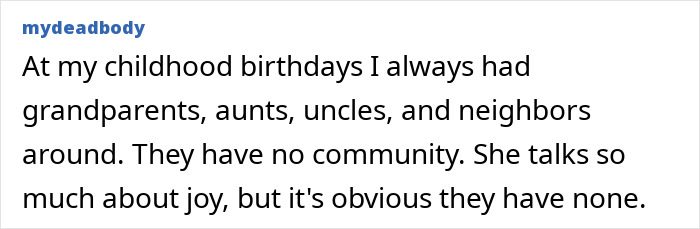 A social media comment from mydeadbody, criticizing Meghan Markle's birthday post for Prince Archie, noting a lack of community.