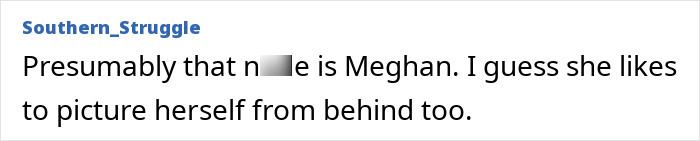 A screenshot of a comment from user "Southern_Struggle" speculating about Meghan Markle's birthday post for Prince Archie, noting odd details.
