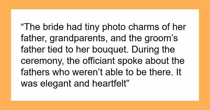 Bride Honors Late Dad During Wedding, MIL Puts On A Show To Prove That Her Grief Is Bigger