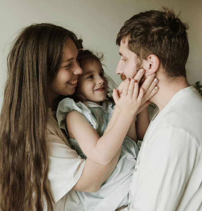Happy family moment contrasting toxic parents and loving environment