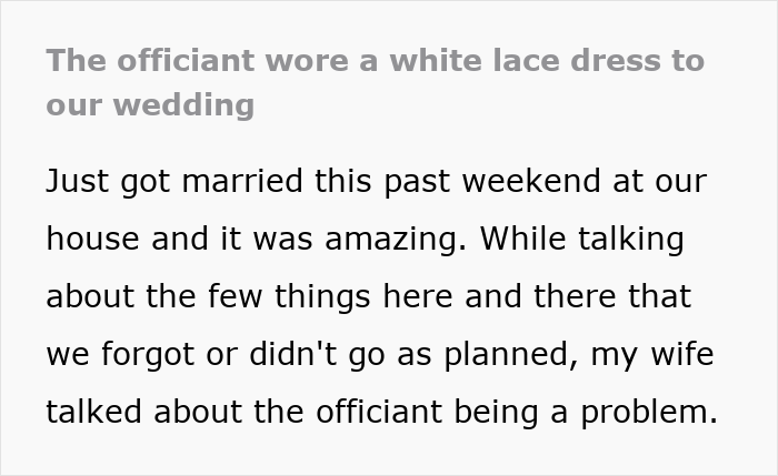 Wedding Officiant’s Choice Of Attire Enrages Guests And Leaves Couple Baffled Wedding Officiant’s Choice Of Attire Enrages Guests And Leaves Couple Baffled