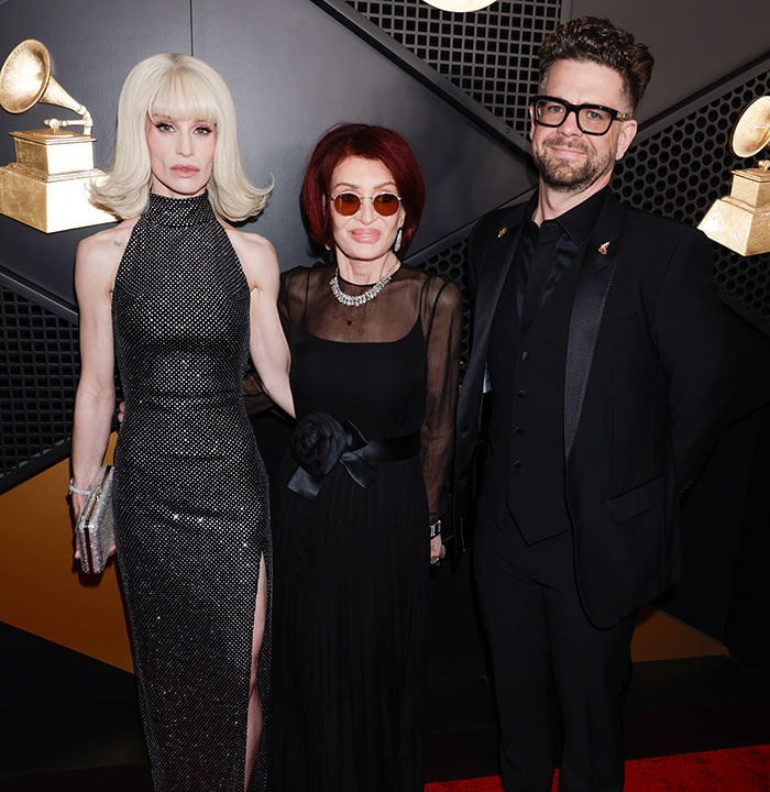 Jack Osbourne, his wife, and mother Sharon Osbourne, after his weight loss, attending an event.