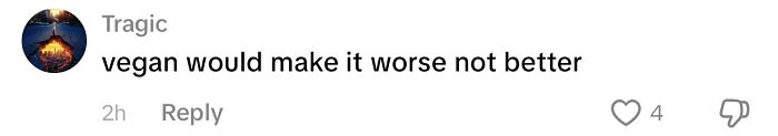 Comment suggesting veganism worsens age-defying looks