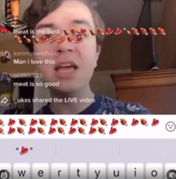 Live video chat with meat emojis and main character syndrome