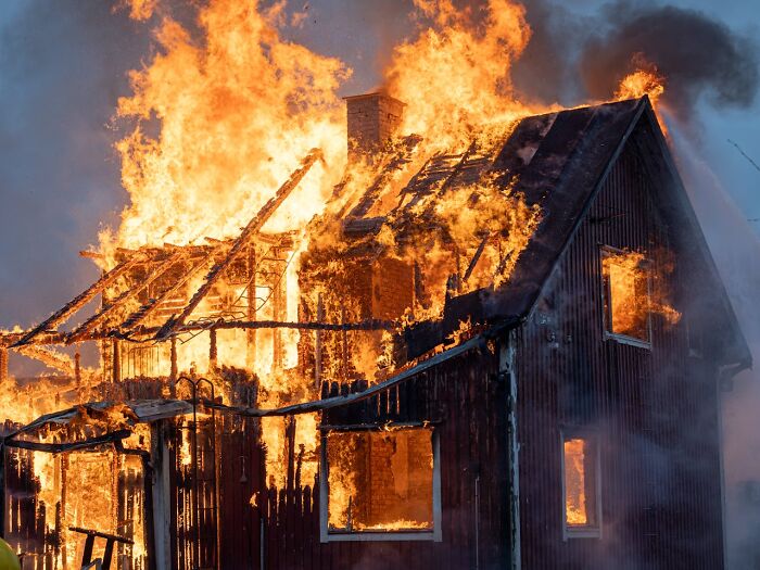 House engulfed in flames during intense fire