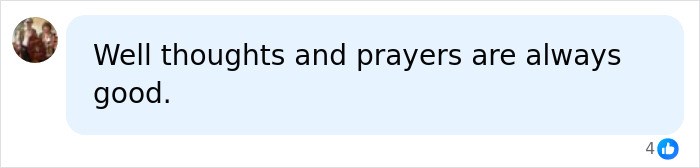A social media comment stating that thoughts and prayers are always good for Vanessa Trump's diagnosis.