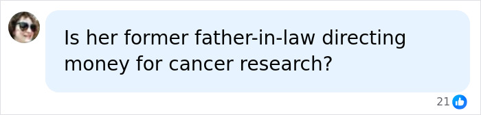 A social media comment regarding Vanessa Trump's harrowing diagnosis and cancer research funding.