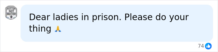 Social media comment supporting women in prison