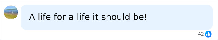 Social media comment expressing opinion on punishment related to baby's d***h