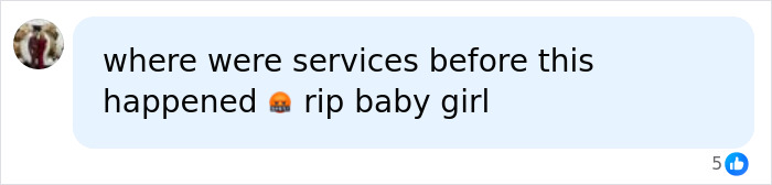 Comment questioning services before baby's passing with rip baby girl