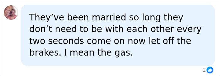 Comment on long marriage and not needing constant presence