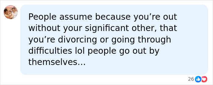 Comment about divorcing or going through difficulties