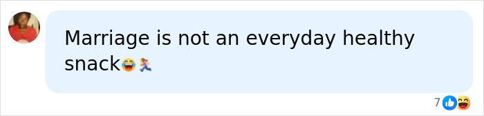 Screenshot of comment about marriage in social media post