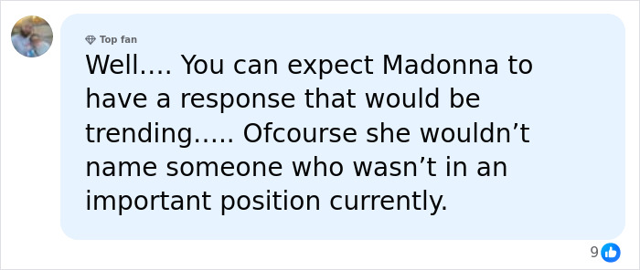 Comment on Madonna's trending response about JFK Jr. and importance Comment on Madonna's trending response about JFK Jr. and importance