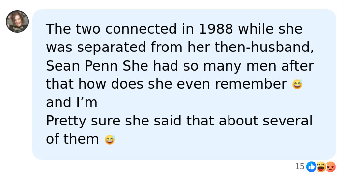 Comment discussing Madonna's connections and relationships in 1988 Comment discussing Madonna's connections and relationships in 1988